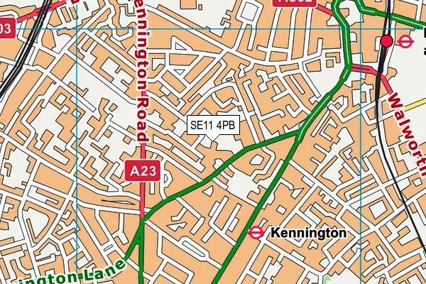 SE11 4PB map - OS VectorMap District (Ordnance Survey)