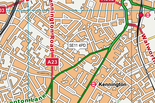 SE11 4PD map - OS VectorMap District (Ordnance Survey)