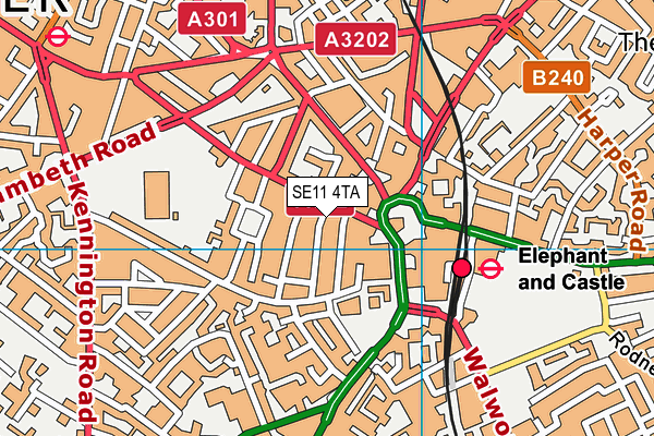 SE11 4TA map - OS VectorMap District (Ordnance Survey)