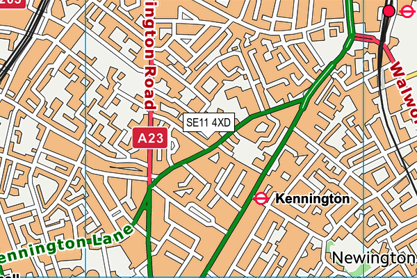 SE11 4XD map - OS VectorMap District (Ordnance Survey)