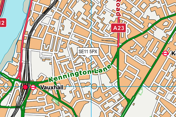 SE11 5PX map - OS VectorMap District (Ordnance Survey)