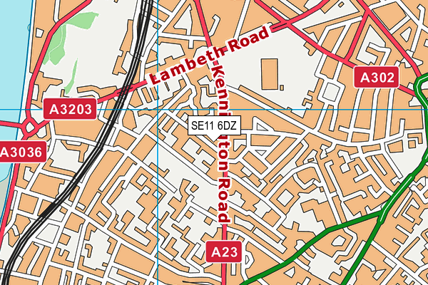 SE11 6DZ map - OS VectorMap District (Ordnance Survey)