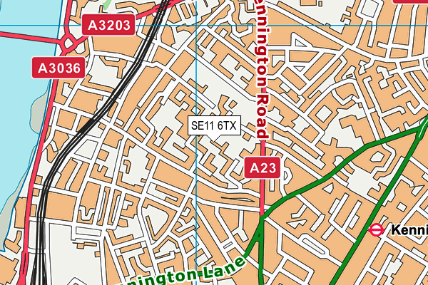 SE11 6TX map - OS VectorMap District (Ordnance Survey)