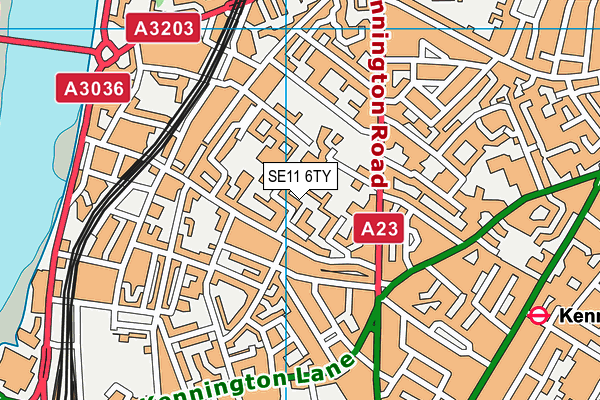 SE11 6TY map - OS VectorMap District (Ordnance Survey)