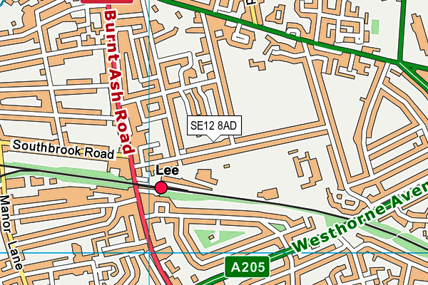 SE12 8AD map - OS VectorMap District (Ordnance Survey)