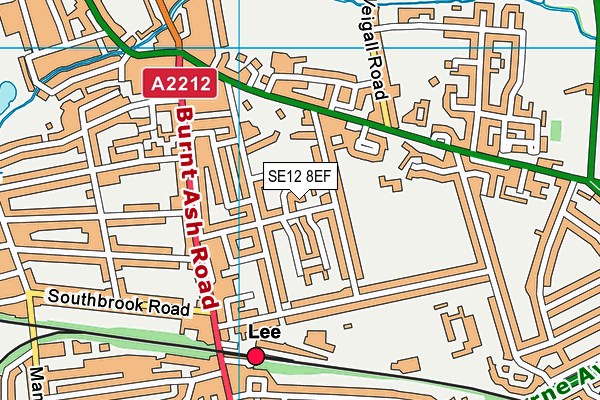 SE12 8EF map - OS VectorMap District (Ordnance Survey)