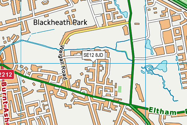 SE12 8JD map - OS VectorMap District (Ordnance Survey)