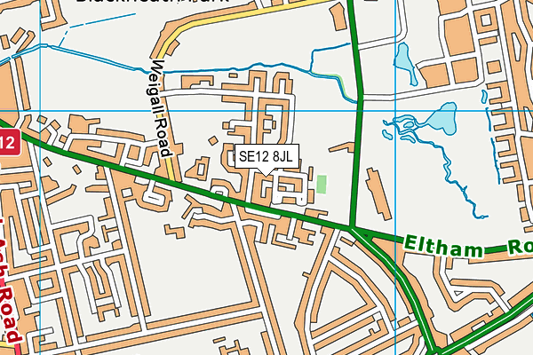 SE12 8JL map - OS VectorMap District (Ordnance Survey)