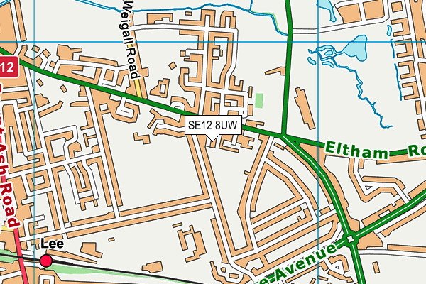 SE12 8UW map - OS VectorMap District (Ordnance Survey)