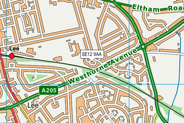 SE12 9AA map - OS VectorMap District (Ordnance Survey)
