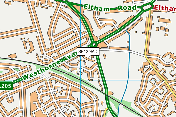 SE12 9AD map - OS VectorMap District (Ordnance Survey)