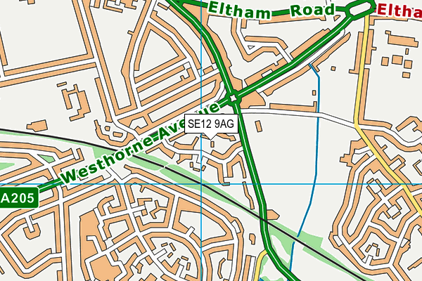 SE12 9AG map - OS VectorMap District (Ordnance Survey)