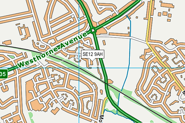 SE12 9AH map - OS VectorMap District (Ordnance Survey)