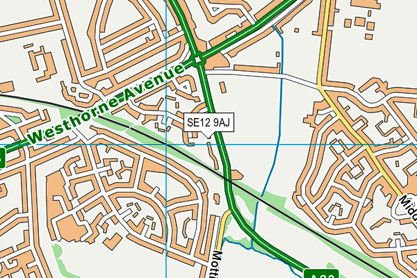 SE12 9AJ map - OS VectorMap District (Ordnance Survey)