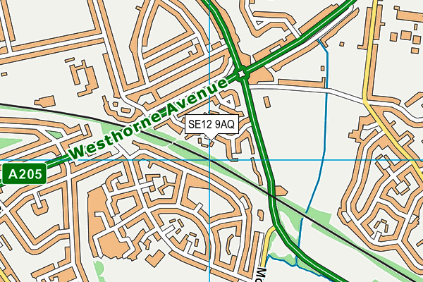 SE12 9AQ map - OS VectorMap District (Ordnance Survey)