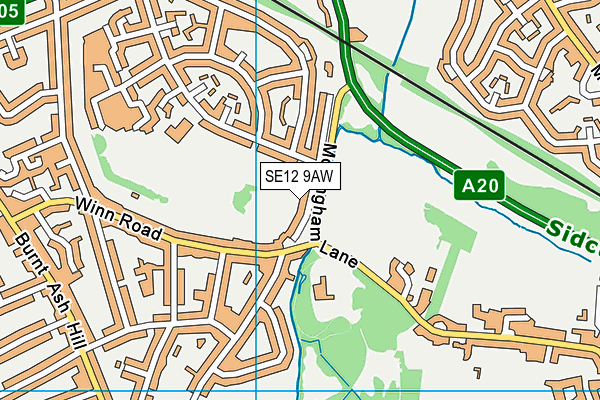 SE12 9AW map - OS VectorMap District (Ordnance Survey)