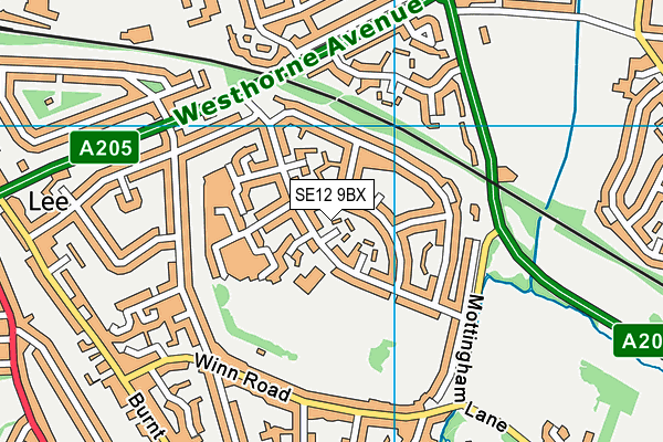 SE12 9BX map - OS VectorMap District (Ordnance Survey)