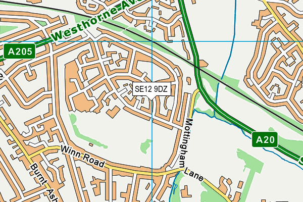 SE12 9DZ map - OS VectorMap District (Ordnance Survey)