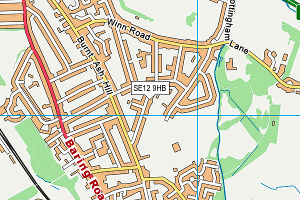 SE12 9HB map - OS VectorMap District (Ordnance Survey)