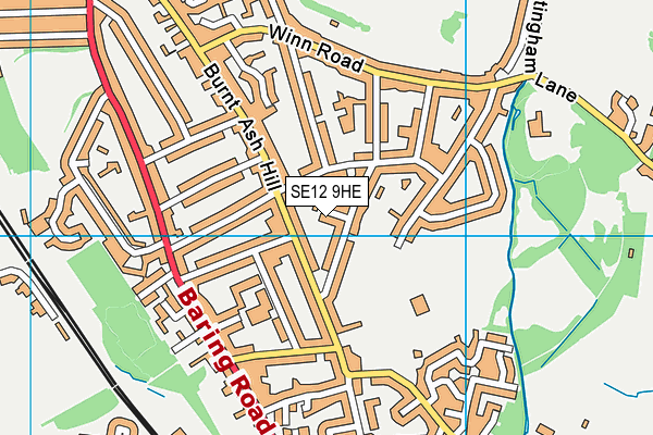 SE12 9HE map - OS VectorMap District (Ordnance Survey)