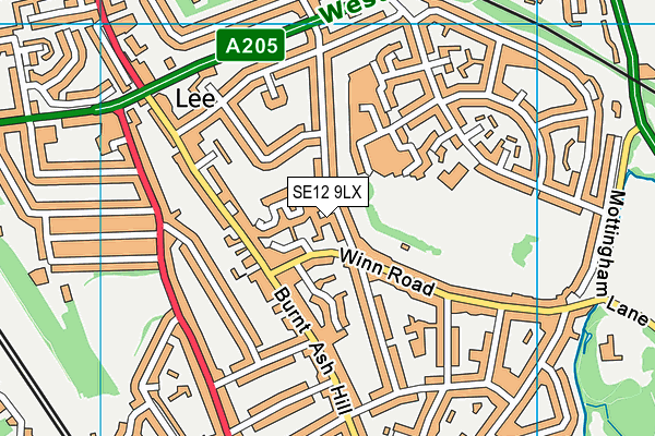 SE12 9LX map - OS VectorMap District (Ordnance Survey)