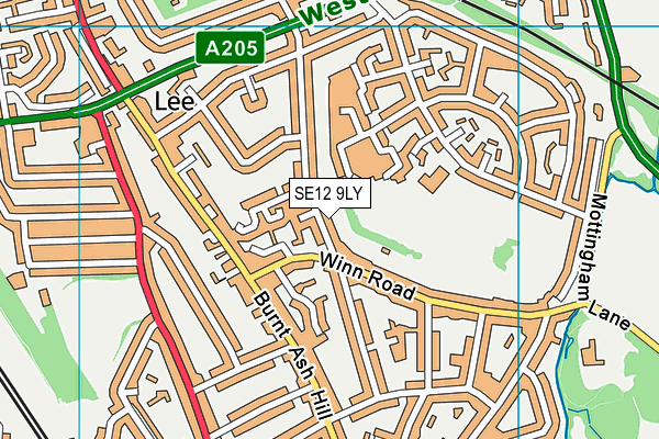 SE12 9LY map - OS VectorMap District (Ordnance Survey)