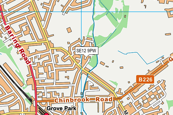 SE12 9PW map - OS VectorMap District (Ordnance Survey)