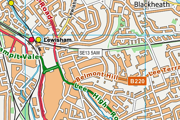 SE13 5AW map - OS VectorMap District (Ordnance Survey)