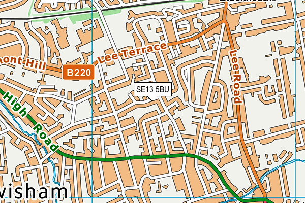 SE13 5BU map - OS VectorMap District (Ordnance Survey)