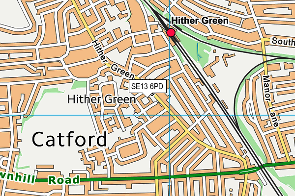 SE13 6PD map - OS VectorMap District (Ordnance Survey)