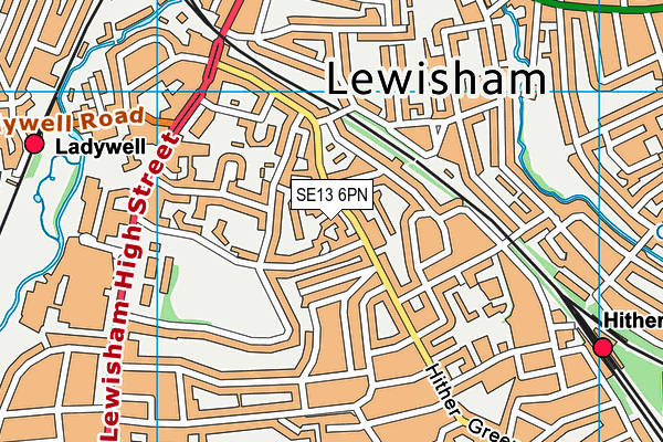 SE13 6PN map - OS VectorMap District (Ordnance Survey)