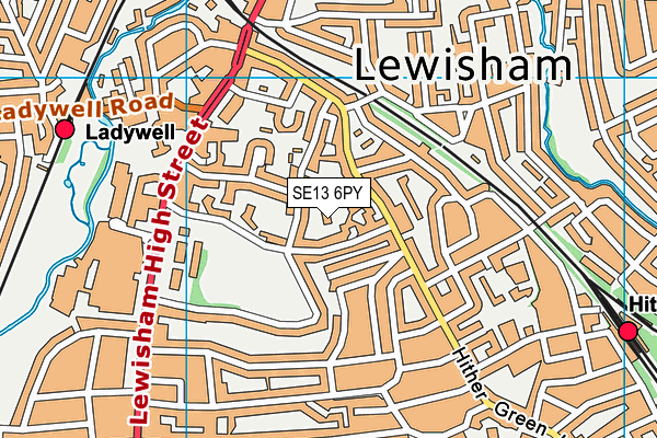 SE13 6PY map - OS VectorMap District (Ordnance Survey)