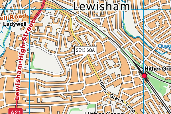 SE13 6QA map - OS VectorMap District (Ordnance Survey)