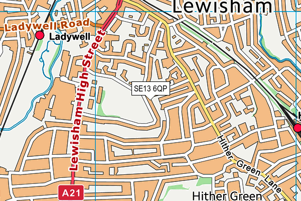 SE13 6QP map - OS VectorMap District (Ordnance Survey)