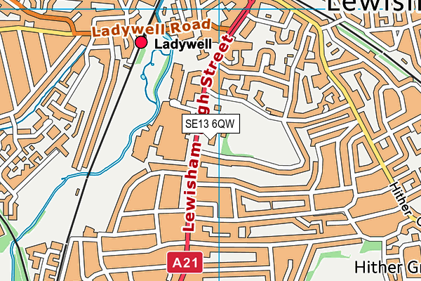 SE13 6QW map - OS VectorMap District (Ordnance Survey)