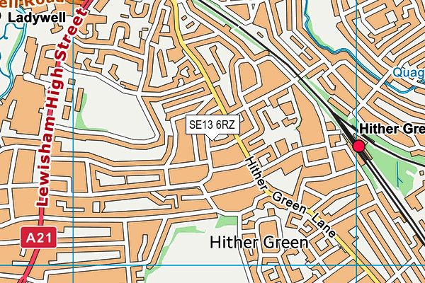 SE13 6RZ map - OS VectorMap District (Ordnance Survey)