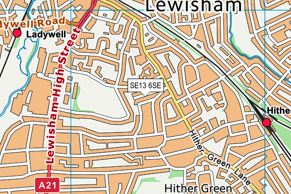 SE13 6SE map - OS VectorMap District (Ordnance Survey)