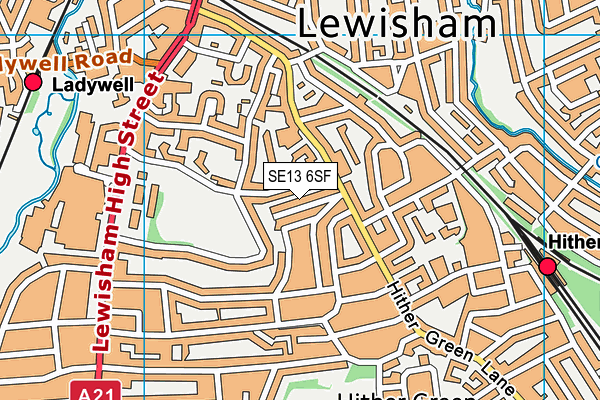 SE13 6SF map - OS VectorMap District (Ordnance Survey)