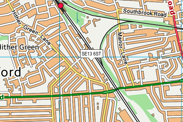 SE13 6ST map - OS VectorMap District (Ordnance Survey)