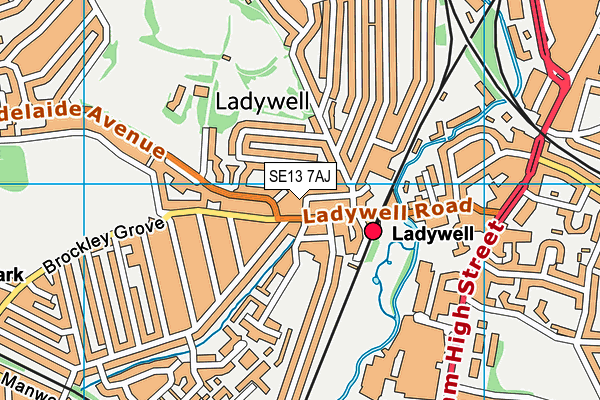 SE13 7AJ map - OS VectorMap District (Ordnance Survey)