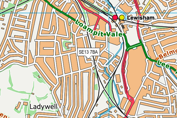 SE13 7BA map - OS VectorMap District (Ordnance Survey)