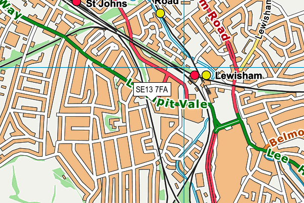 Anytime Fitness (Lewisham) map (SE13 7FA) - OS VectorMap District (Ordnance Survey)