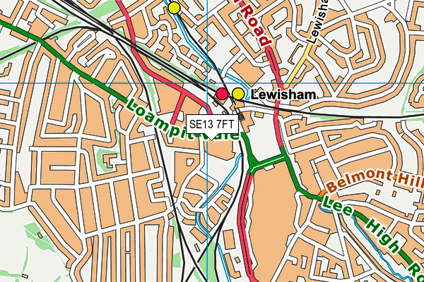 SE13 7FT map - OS VectorMap District (Ordnance Survey)