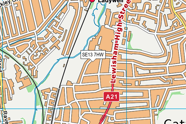 SE13 7HW map - OS VectorMap District (Ordnance Survey)