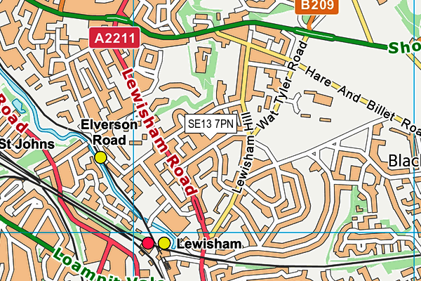 SE13 7PN map - OS VectorMap District (Ordnance Survey)