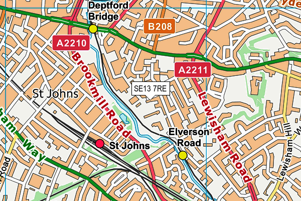 SE13 7RE map - OS VectorMap District (Ordnance Survey)