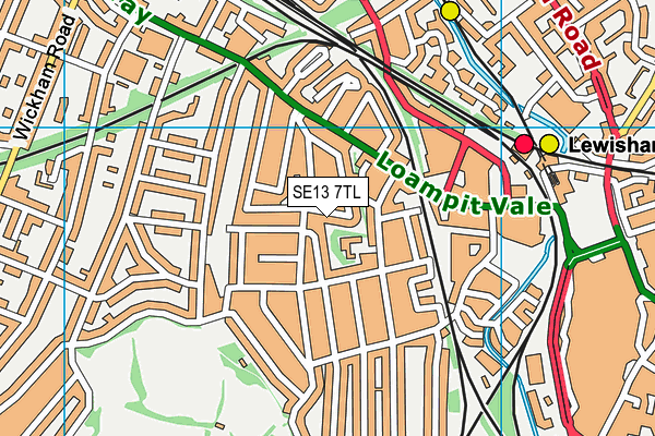 SE13 7TL map - OS VectorMap District (Ordnance Survey)