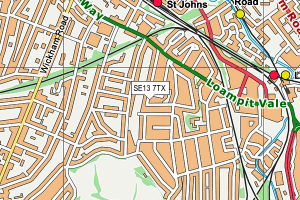 SE13 7TX map - OS VectorMap District (Ordnance Survey)