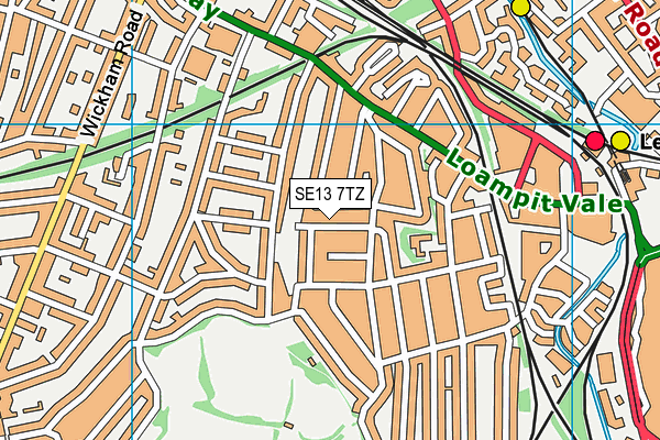 SE13 7TZ map - OS VectorMap District (Ordnance Survey)