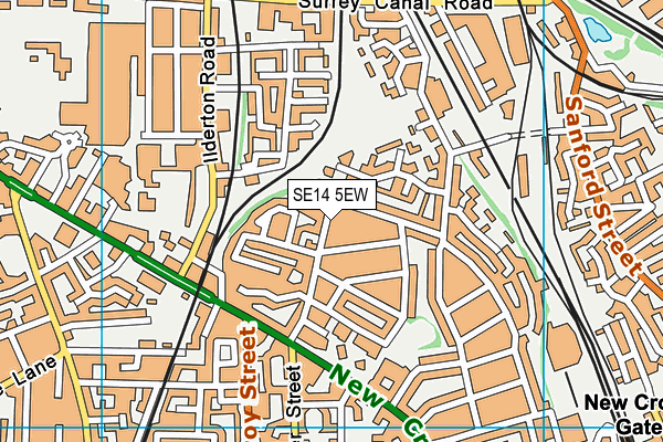 SE14 5EW map - OS VectorMap District (Ordnance Survey)